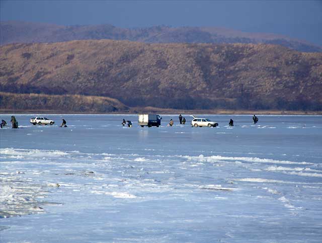 Бухта Северная, залива Славянский, усттье реки Брусья (Хедими). Зима 2009 г.