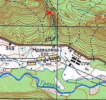 Расположение Кравцовских водопадов на карте